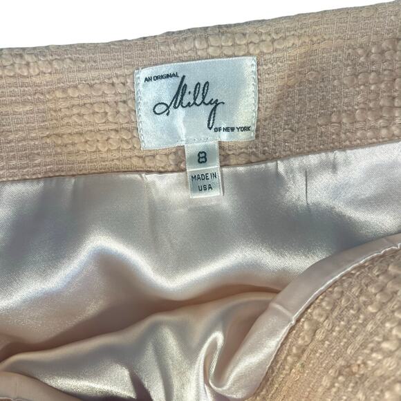 Milly of New York Textured Beige Skirt Size 8 Button Detail Lined Retail $285 - Picture 5 of 8